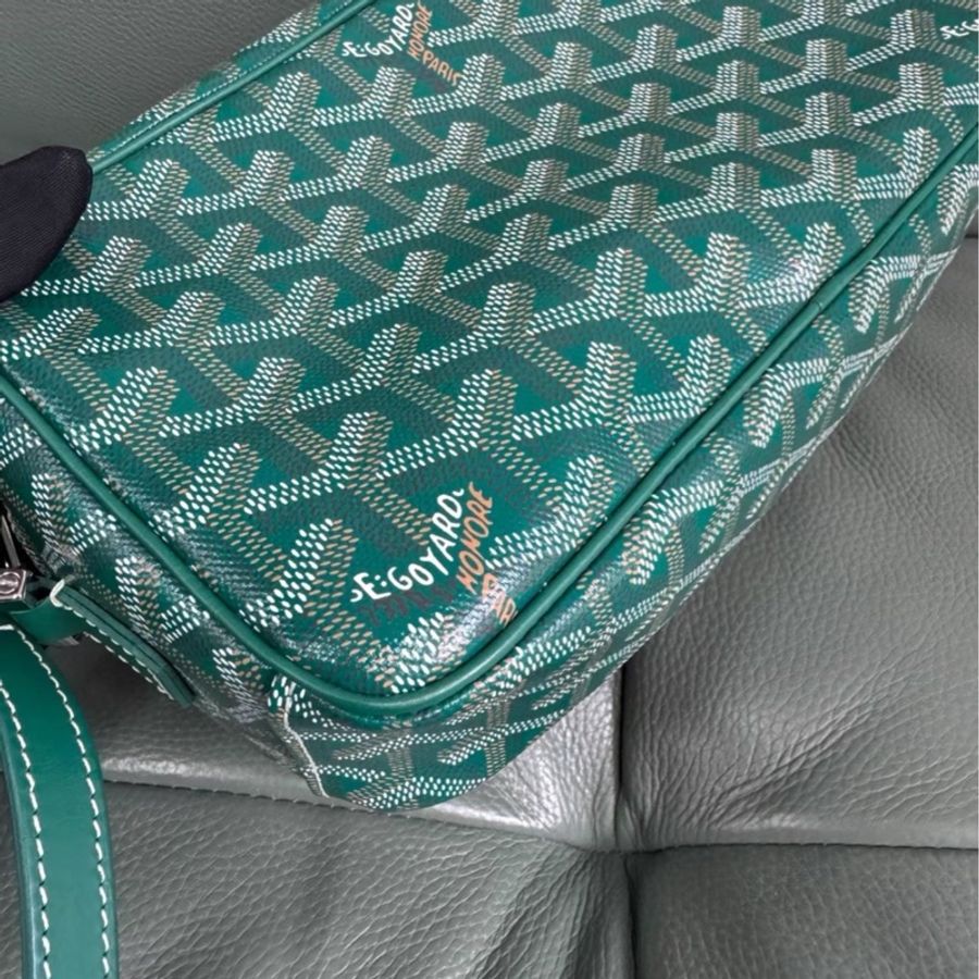 超限量低價💯帥潮必入😎Goyard戈雅Cap-vert綠色Y字老花塗層帆布相機包斜挎包肩背包📷-15