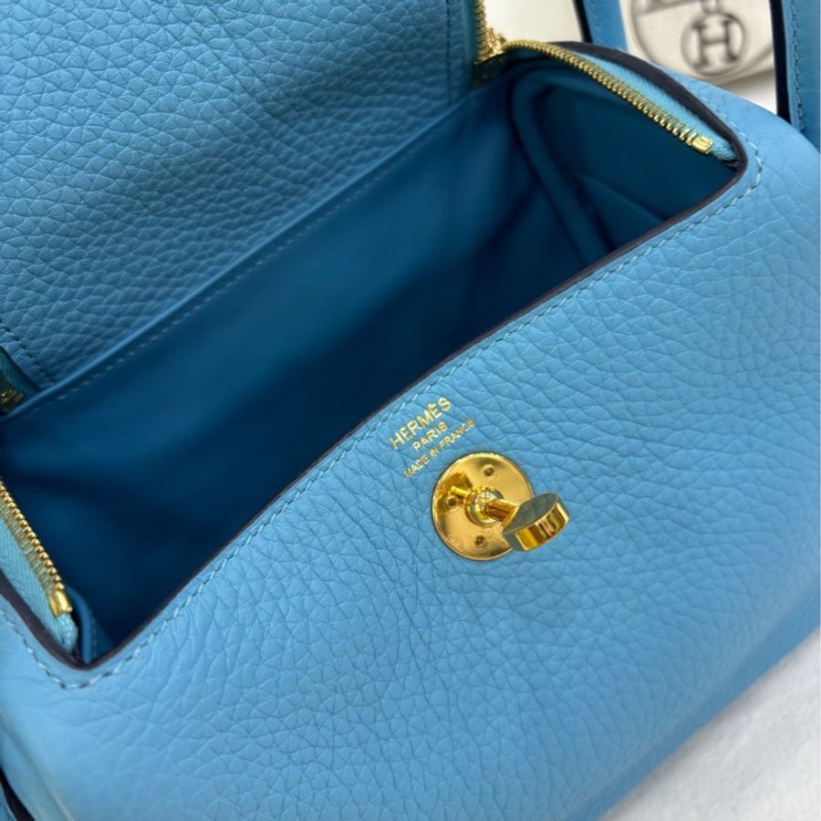 Hermes 愛馬仕 mini lindy 北方藍金扣 Z刻-7