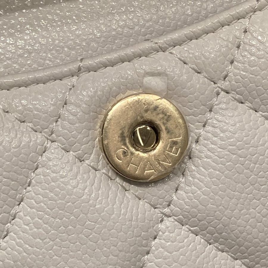 CHANEL 香奈兒 AP3753 24C 荔枝牛皮 後背包 白色 金釦-15