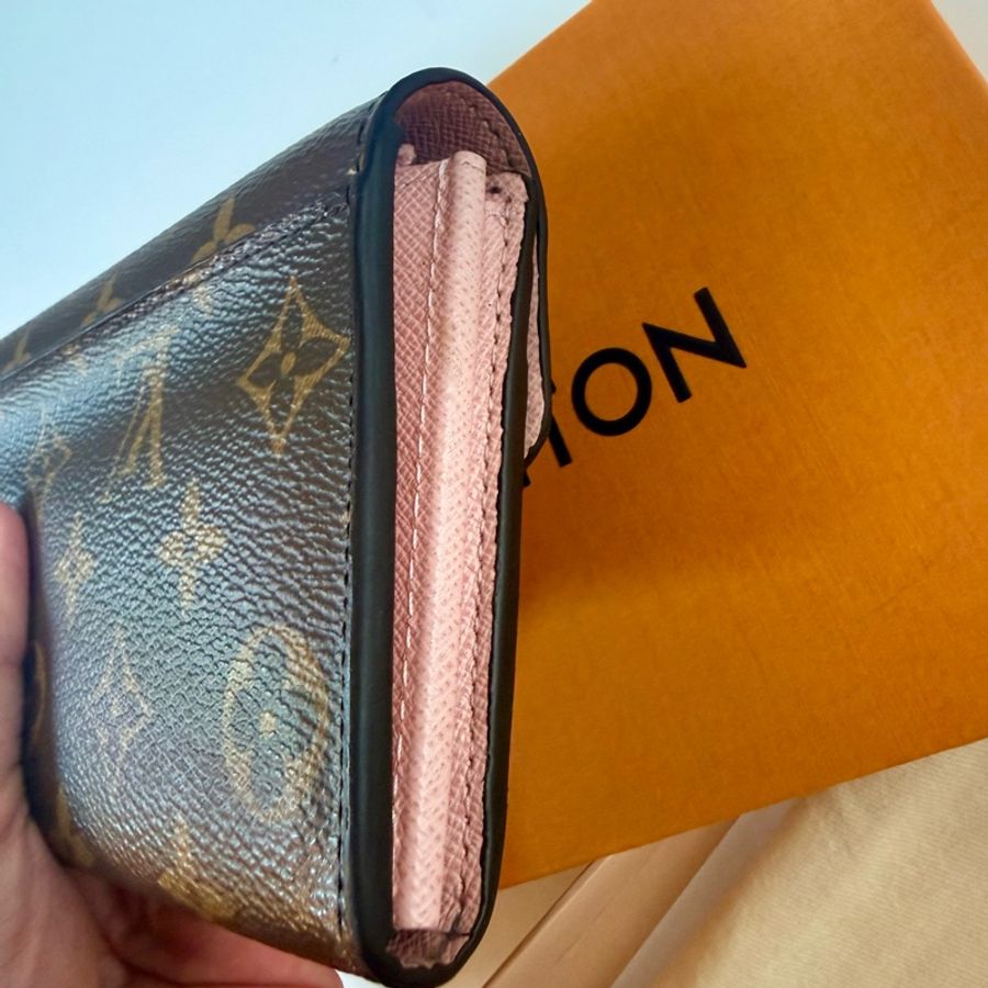 ✔️LV Louis Vuitton 路易威登 Monogram M62235 Sarah 金釦長夾/櫻花粉-7