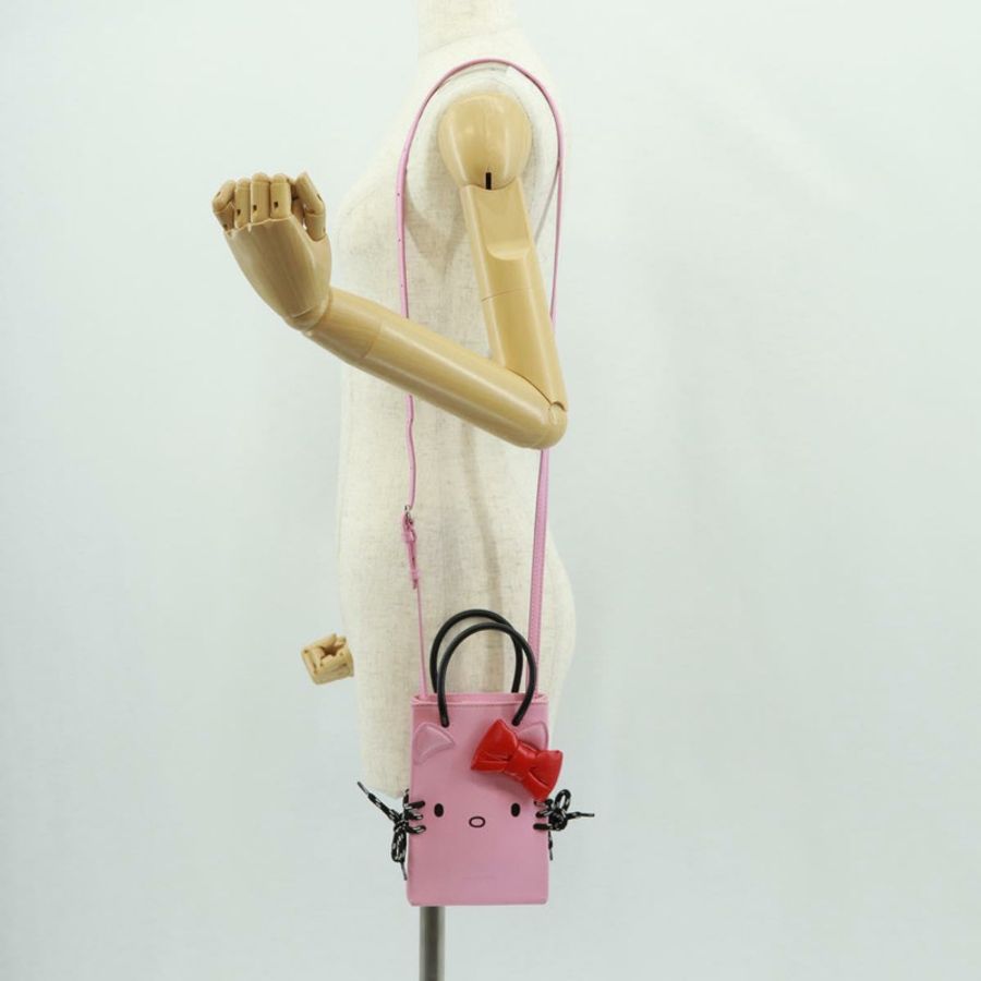 【日本直送】BALENCIAGA 2020春夏 Hello Kitty 手提包 小牛皮 兩用 粉紅色 619043 正品 170731SM-28