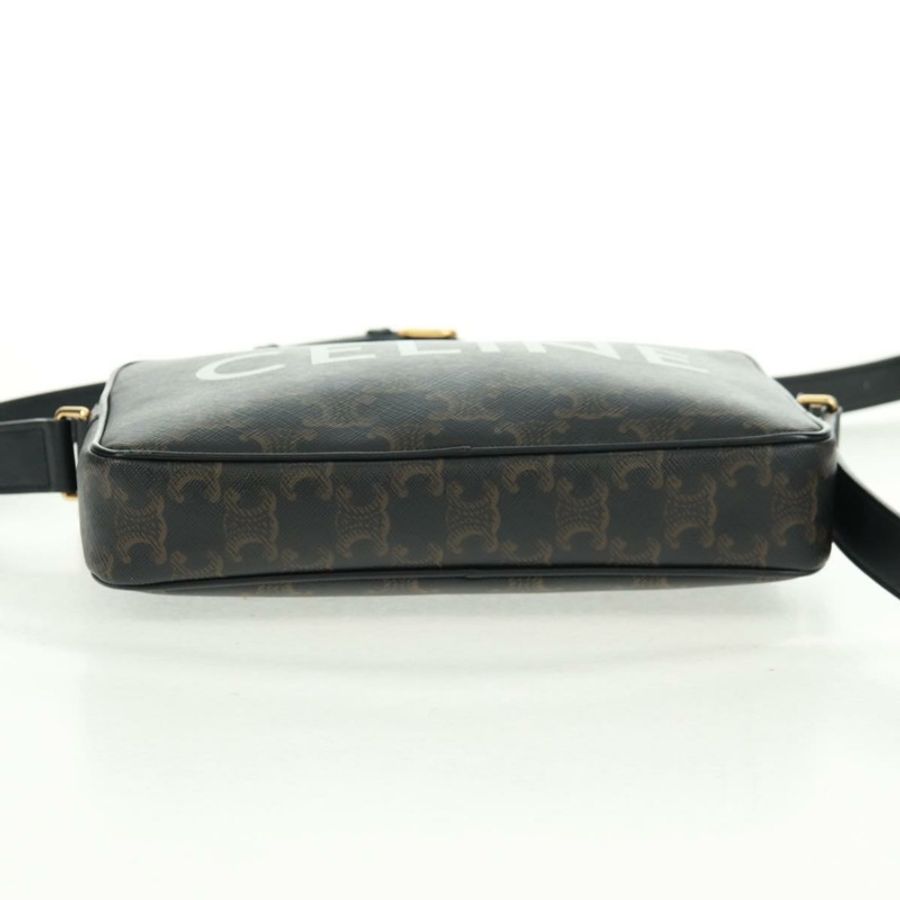 【日本直送】CELINE Triomphe 中斜背包/肩背包 PVC 黑色金色 正品 BA9639M-5