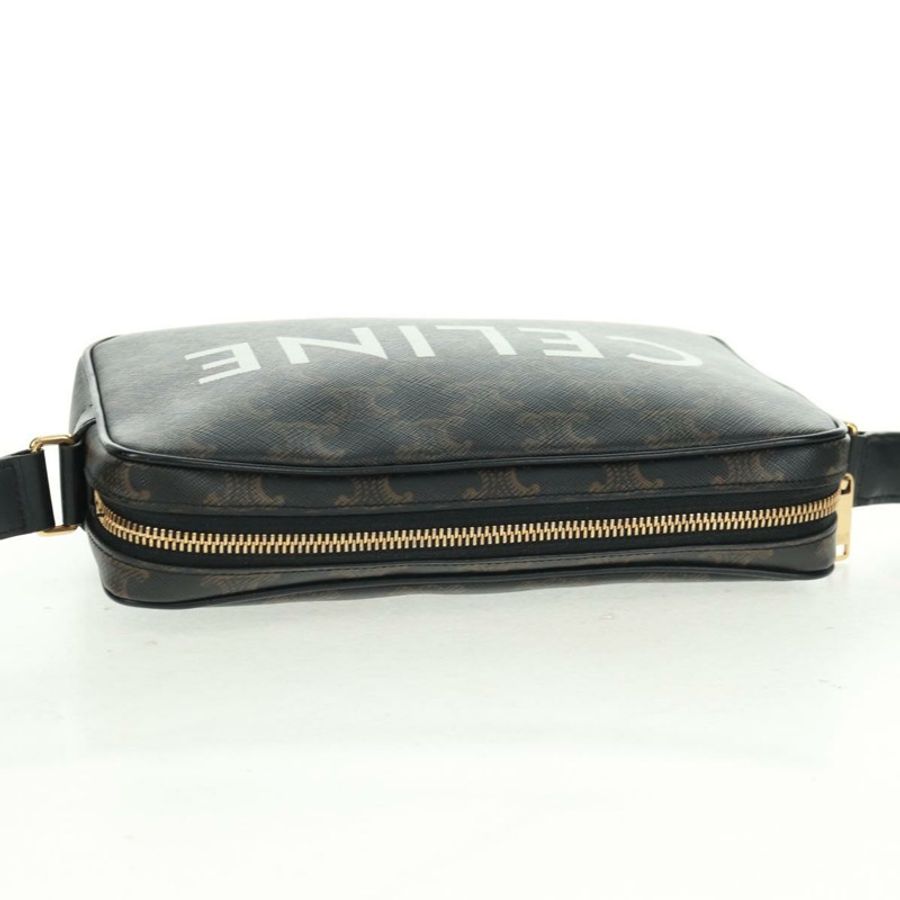 【日本直送】CELINE Triomphe 中斜背包/肩背包 PVC 黑色金色 正品 BA9639M-6