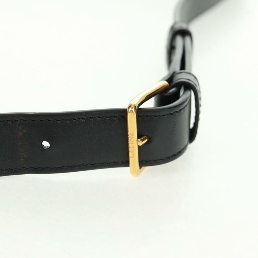 【日本直送】CELINE Triomphe 中斜背包/肩背包 PVC 黑色金色 正品 BA9639M-8