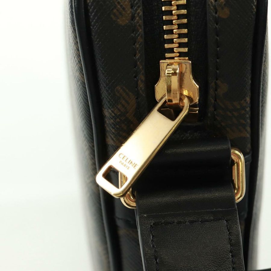 【日本直送】CELINE Triomphe 中斜背包/肩背包 PVC 黑色金色 正品 BA9639M-18