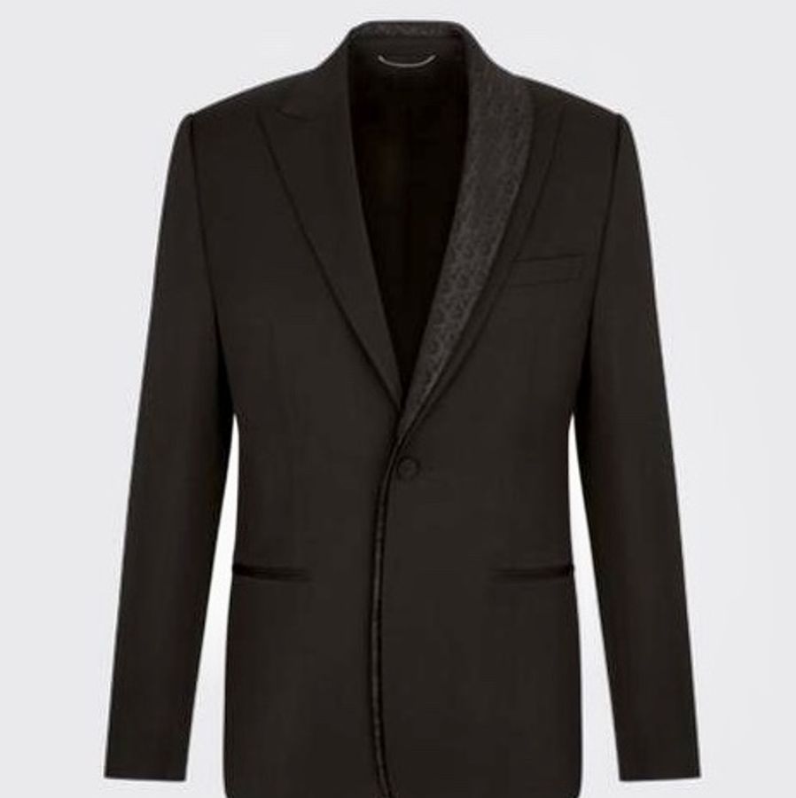 Dior asymmetrical oblique collar black wool blazer jacket 48 西裝外套-0