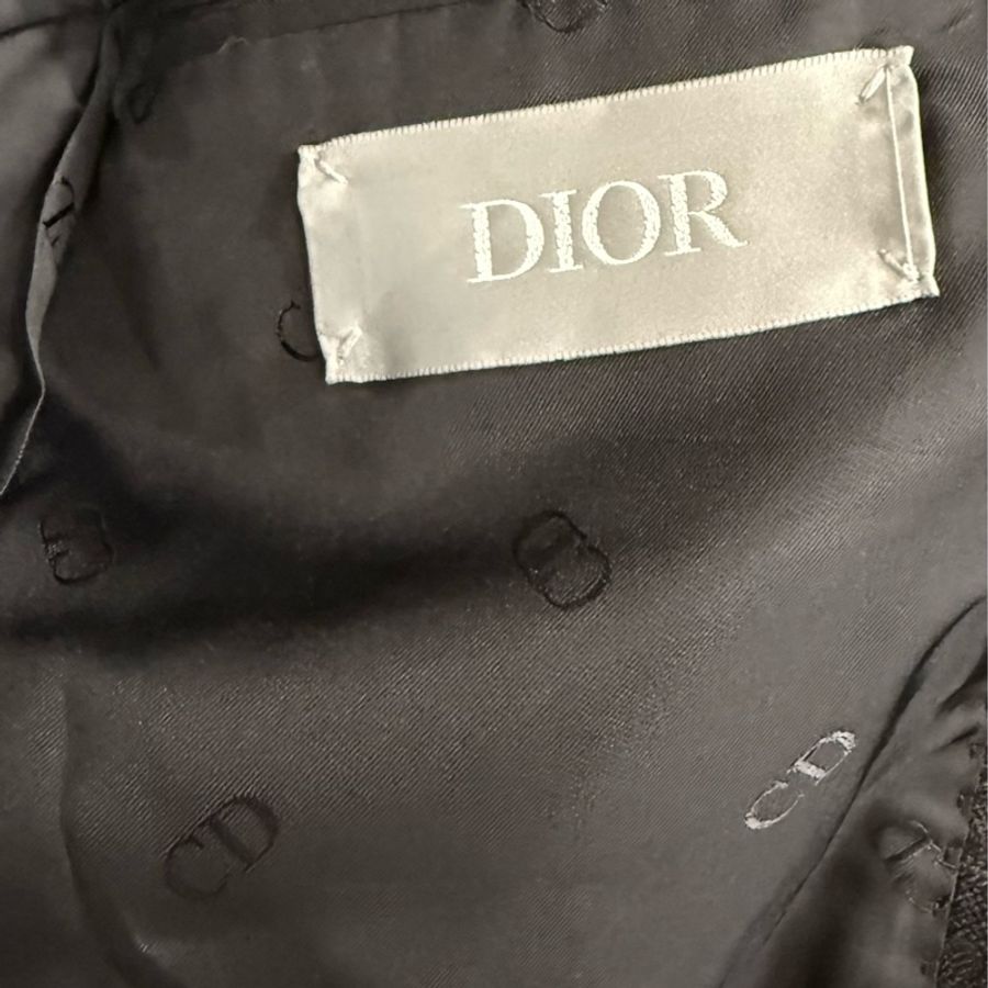 Dior asymmetrical oblique collar black wool blazer jacket 48 西裝外套-4