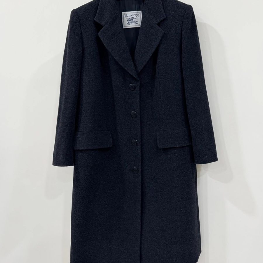 BURBERRY 長版毛料口袋大衣 鐵灰色-1
