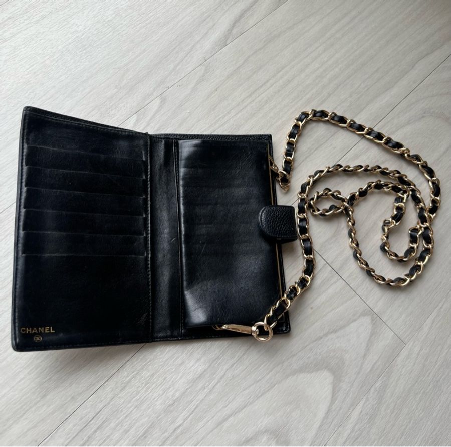Vintage 中古 Chanel 魚子醬 長夾 WOC-7
