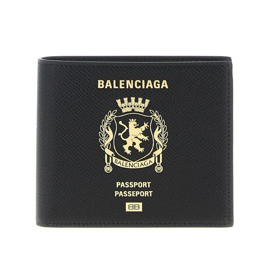 【Balenciaga 巴黎世家】Passport Square 皮革 卡夾 皮夾 短夾 黑色 8463312AB4Y1000-0