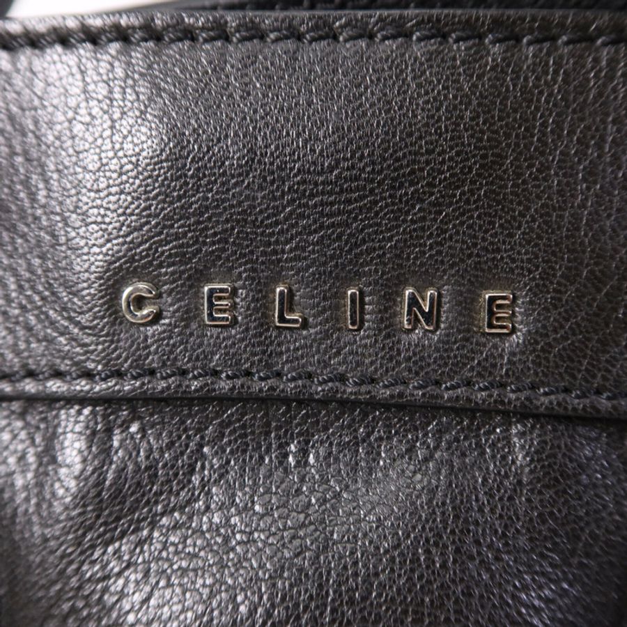 CELINE 牛皮皮革Shoulder Bag銀扣手挽肩背兩用袋-7