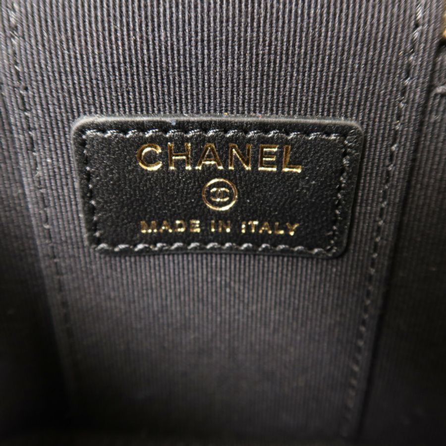 CHANEL 羊皮皮革Mini Pearl Vanity Case金扣鏈帶肩背袋-5