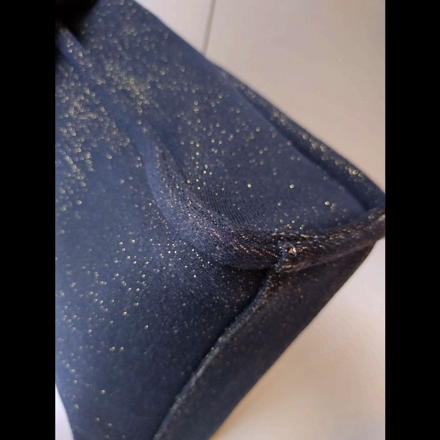 Chanel 深藍布金色字母小號購物包 tote-9