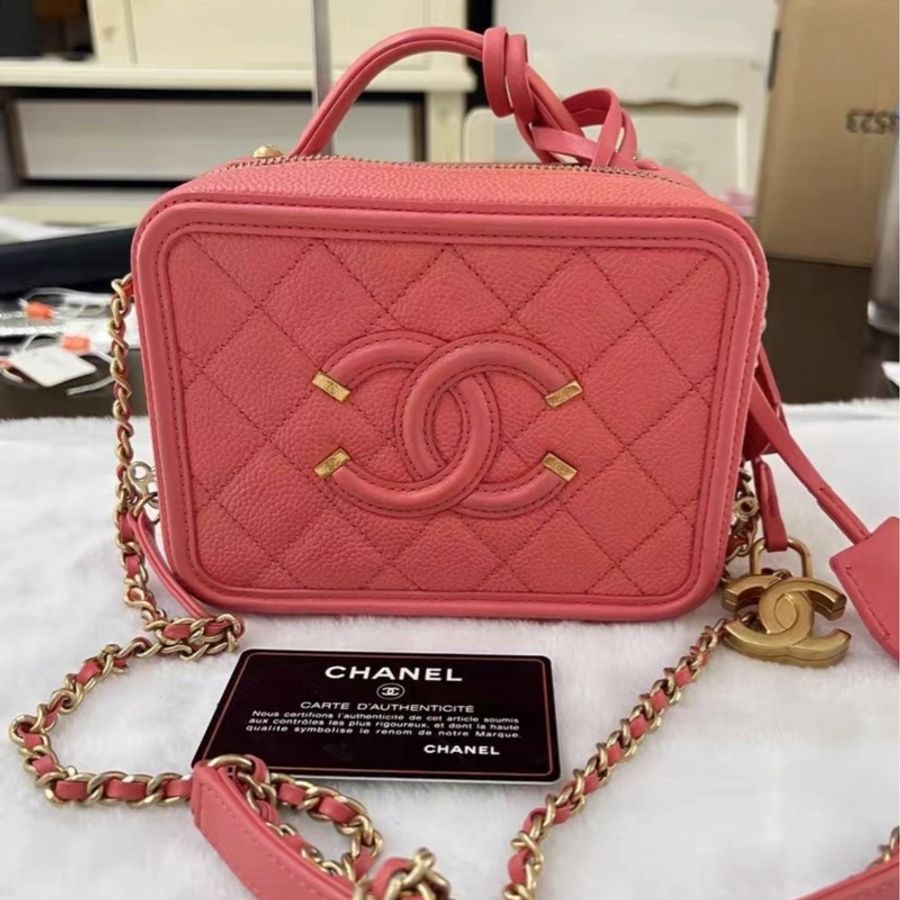 【96新 ✨ 全網最低價!】Chanel香奈兒 Vanity Case相機包 粉色 荔枝皮(下單前先詢問庫存❗️)-2