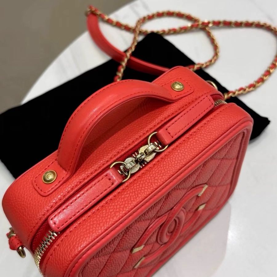 【97新 ✨ 全網最低價!】Chanel香奈兒 Vanity Case相機包 紅色 荔枝皮(下單前先詢問庫存❗️)-8