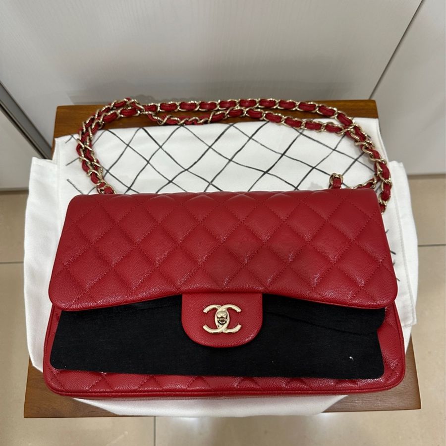 ꧁ Chanel 🖤COCO jumbo手提/肩帶斜背包🤍紅色金扣❤️ ꧂-7