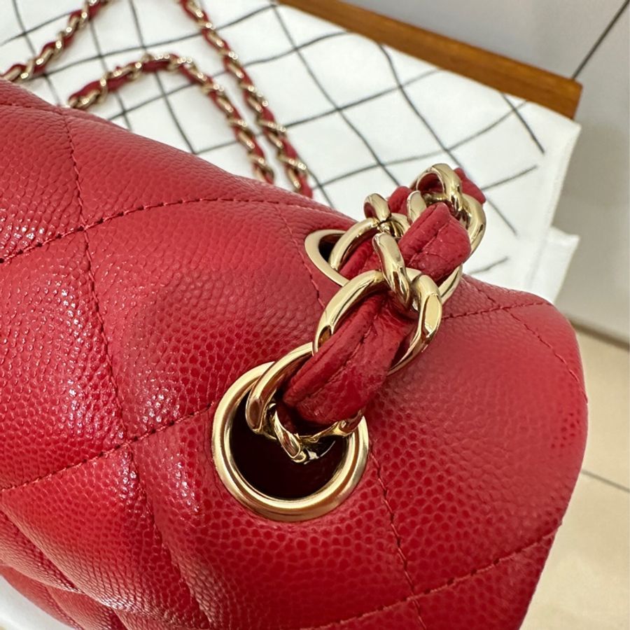 ꧁ Chanel 🖤COCO jumbo手提/肩帶斜背包🤍紅色金扣❤️ ꧂-12