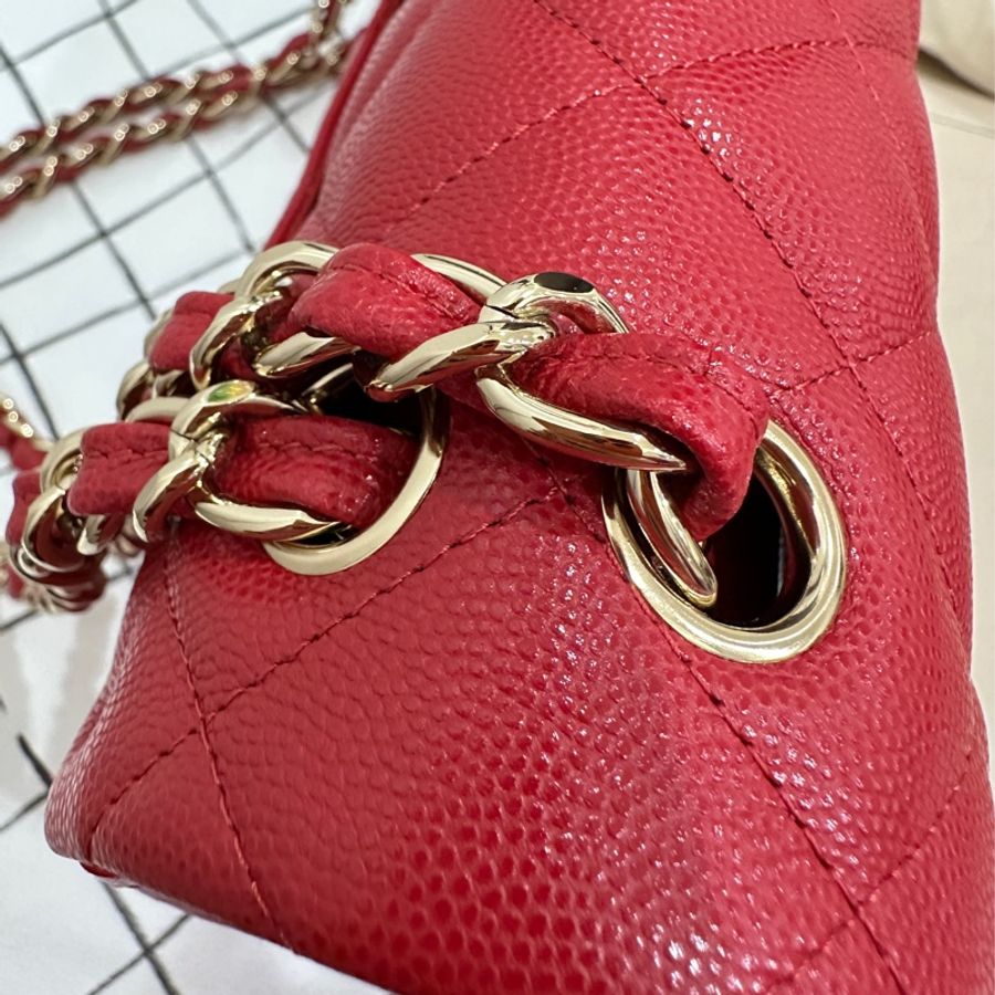 ꧁ Chanel 🖤COCO jumbo手提/肩帶斜背包🤍紅色金扣❤️ ꧂-13