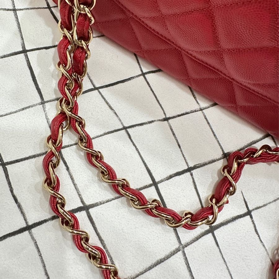 ꧁ Chanel 🖤COCO jumbo手提/肩帶斜背包🤍紅色金扣❤️ ꧂-14