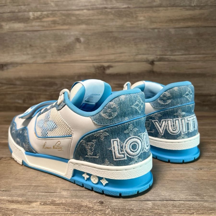 LV路易威登 trainer 北卡藍 白藍 魔術貼 牛仔 42.5碼-3