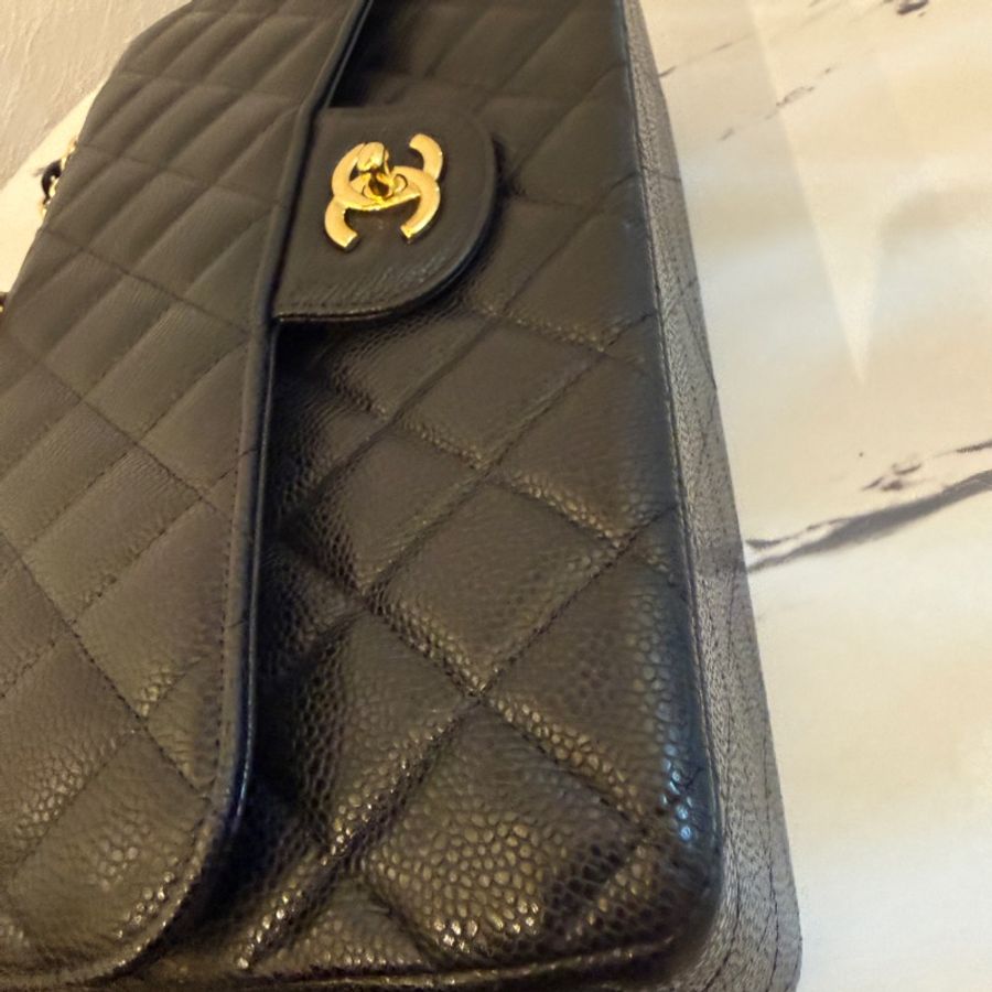 Chanel jumbo 黑金荔枝皮 沒看錯 晶片款 新款-14