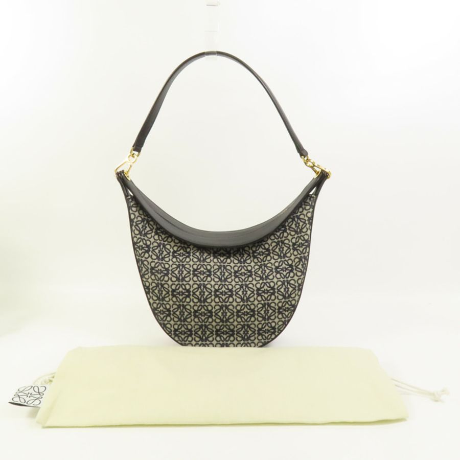 LOEWE 帆布Luna Bag金扣肩背袋-9