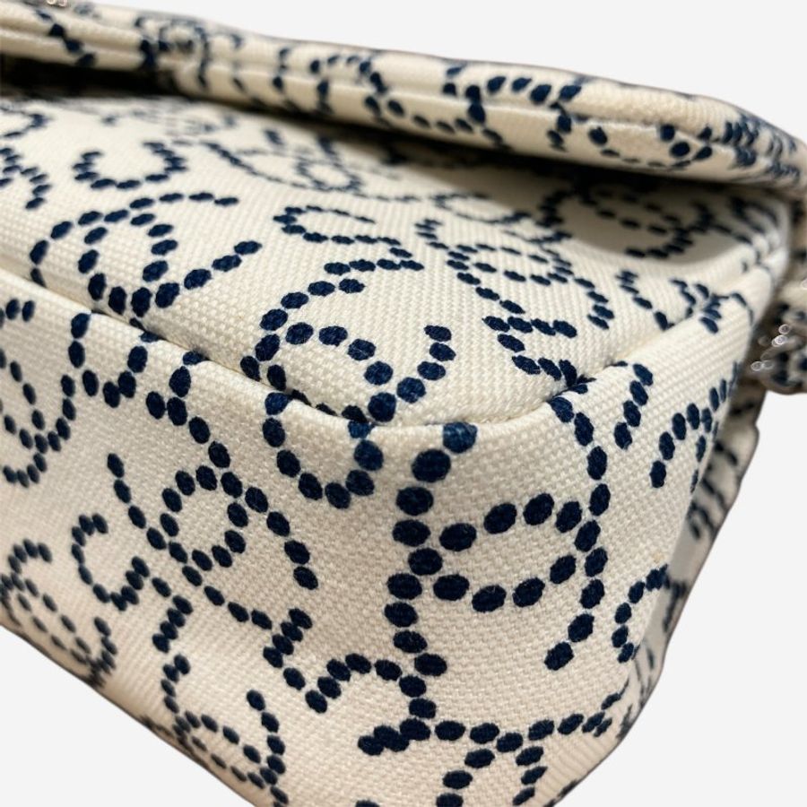 CHANEL 香奈兒 NO.5 CANVAS FLAP BAG 翻蓋包23 帆布 白色 銀色-8