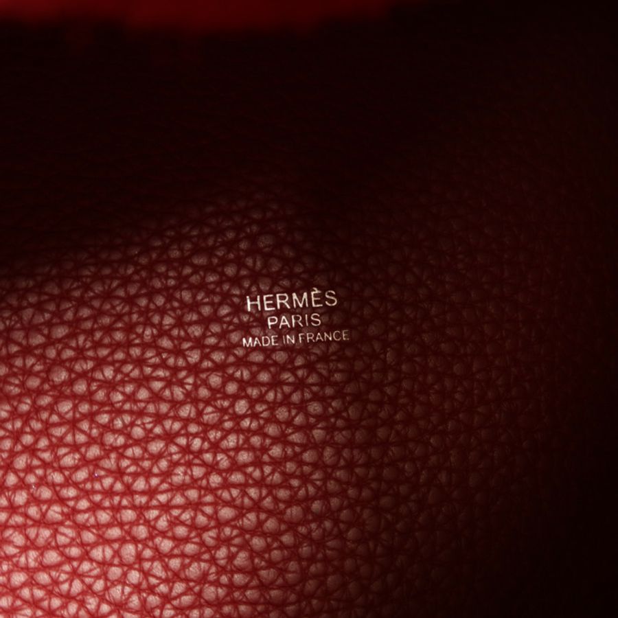 HERMES Clemence皮革Picotin PM銀扣手挽袋Rouge Grenat-5