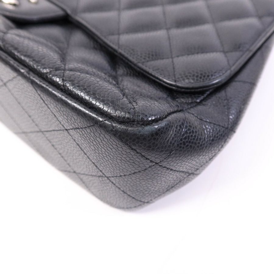 CHANEL 牛皮皮革Large Classic銀扣鏈帶肩背袋-9