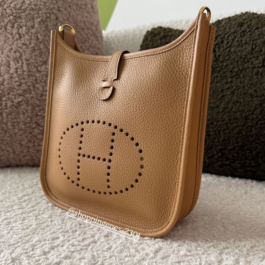 愛馬仕 Hermes Evelyne 23 餅乾色 金釦-1