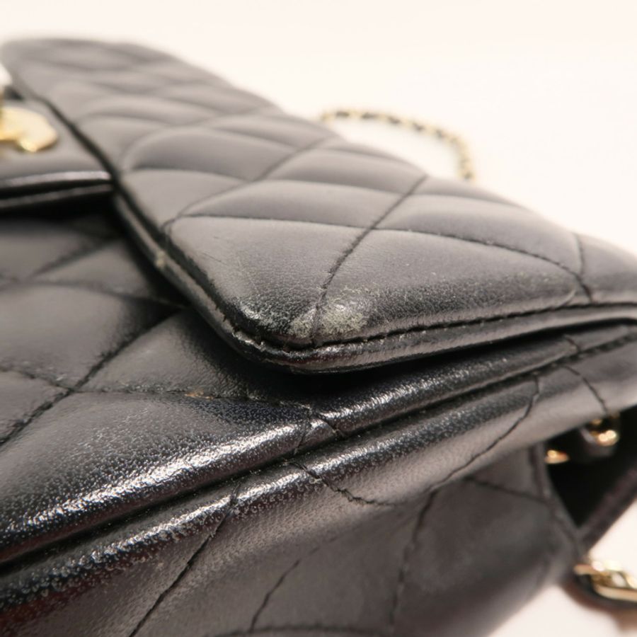 CHANEL 羊皮皮革Chain Shoulder金扣鏈帶肩背袋-16