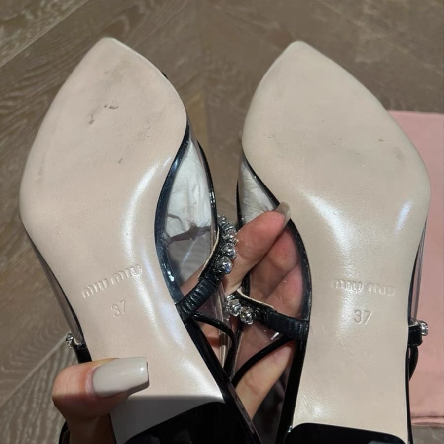 【96新 ✨ 全網最甜價！】MiuMiu 水鑽尖頭高跟鞋 6cm 37碼（下單前先詢問庫存❗️）-3