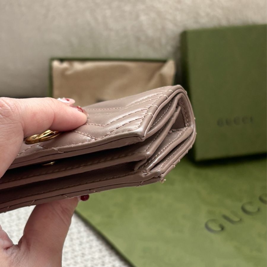 GUCCI MARMONT藕粉色 短夾-2