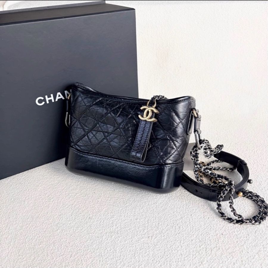 人氣王來啦😍極新超低價💯Chanel香奈兒黑金牛皮小號流浪包單肩斜挎包-8