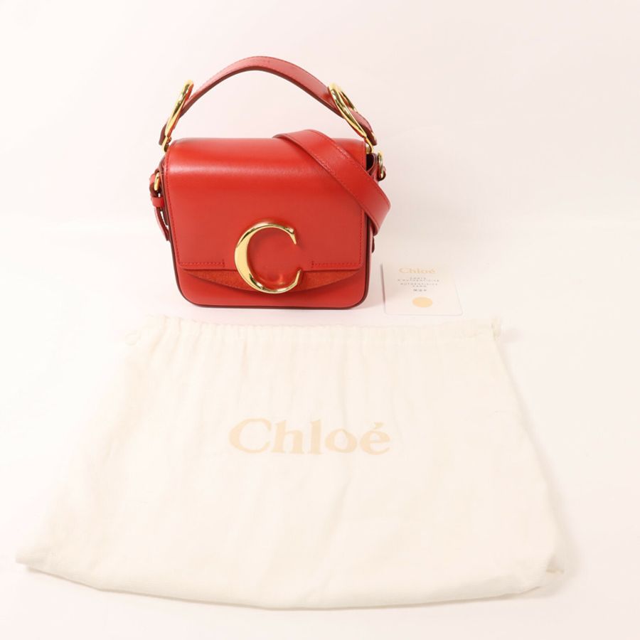 Chloe 牛皮皮革Mini C Bag金扣手挽肩背兩用袋-9