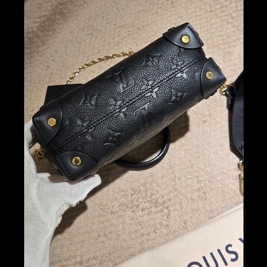 LV 路易威登 Louis Vuitton Petite Malle Souple 黑壓紋 軟皮小硬箱 雙背帶 復古箱包 🈶自費真品鑑定證書-28