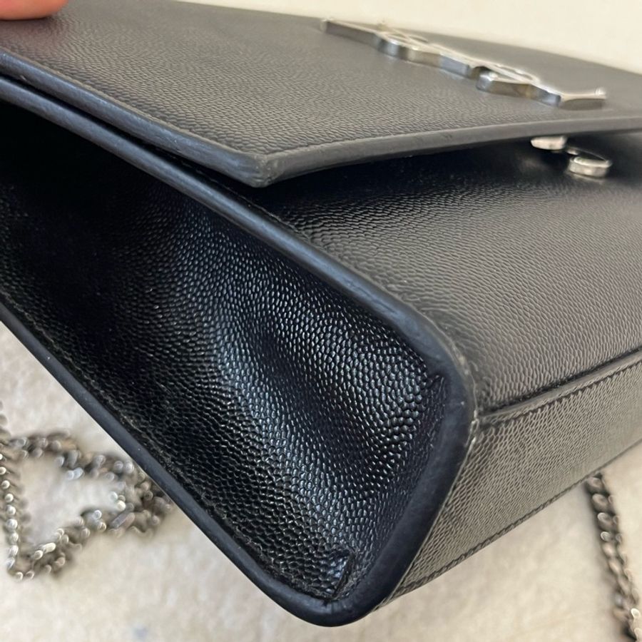 YSL/聖羅蘭 so black 中號kate 魚子醬牛皮鍊條包條包-6