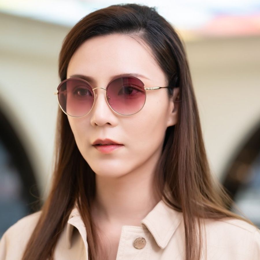 LONGCHAMP 太陽眼鏡(紫配金色)-5