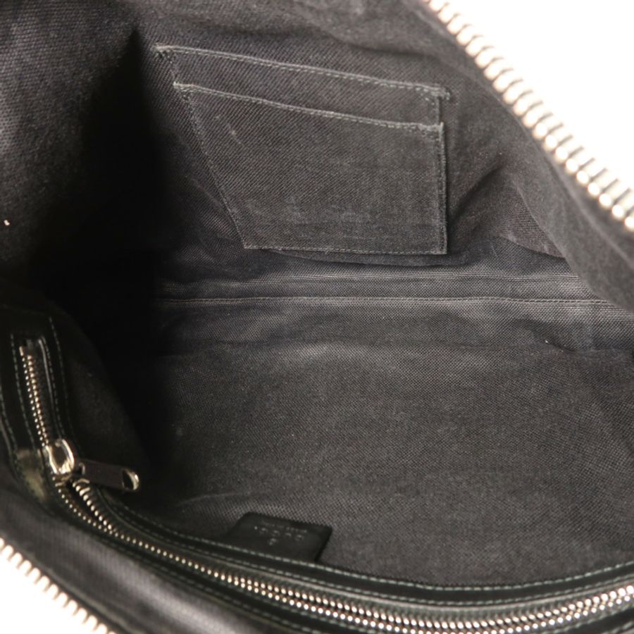 GUCCI 塗層帆布Messenger Bag銀扣肩背袋-4