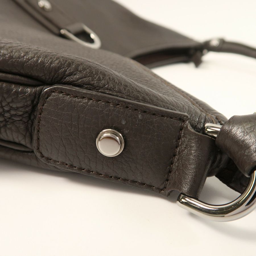 GUCCI 牛皮皮革Shoulder Bag銀扣肩背袋-12