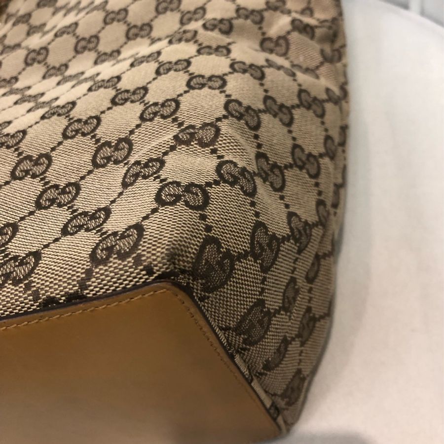 Gucci 米色Tote 奶茶帶 XC120-6