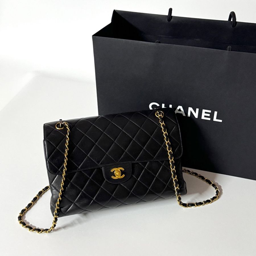 【雙面CF超稀有】 Chanel CF30 Jumbo 黑金羊皮 (專櫃396,500)-6