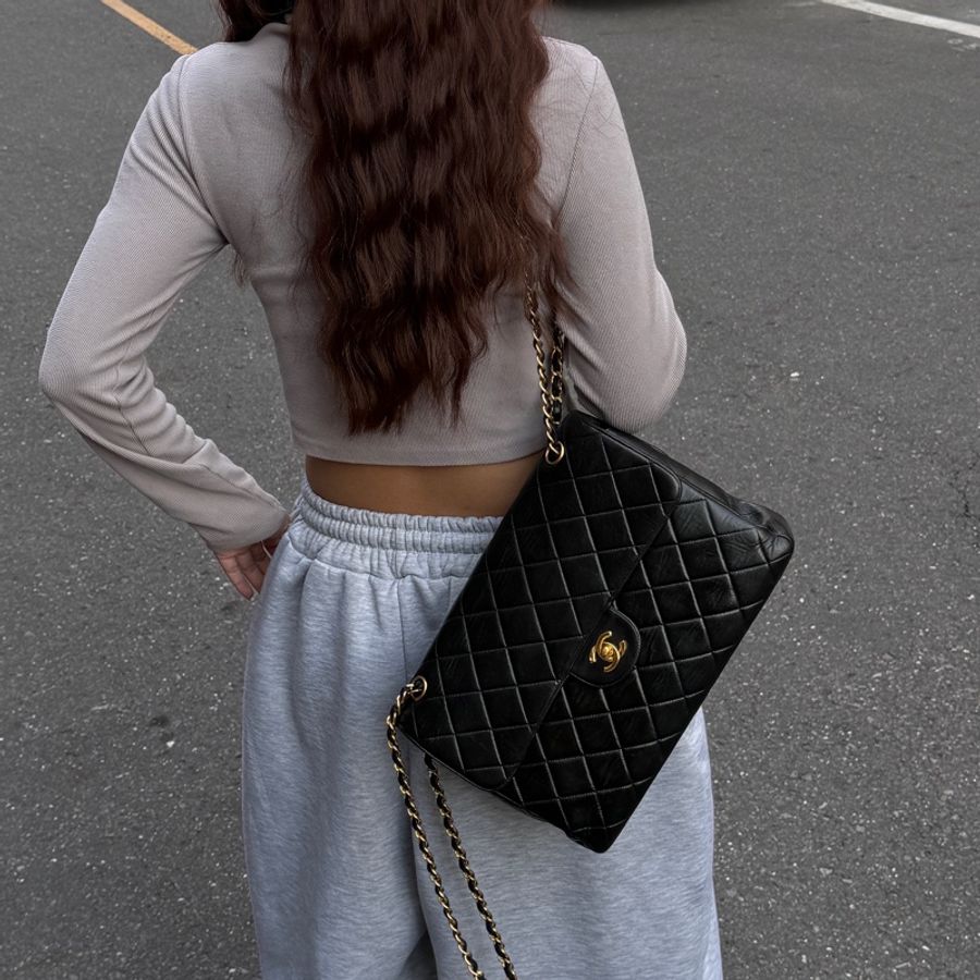 【雙面CF超稀有】 Chanel CF30 Jumbo 黑金羊皮 (專櫃396,500)-24