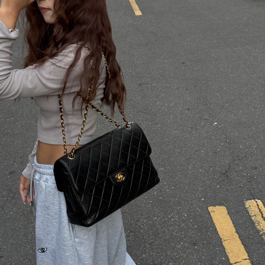 【雙面CF超稀有】 Chanel CF30 Jumbo 黑金羊皮 (專櫃396,500)-26