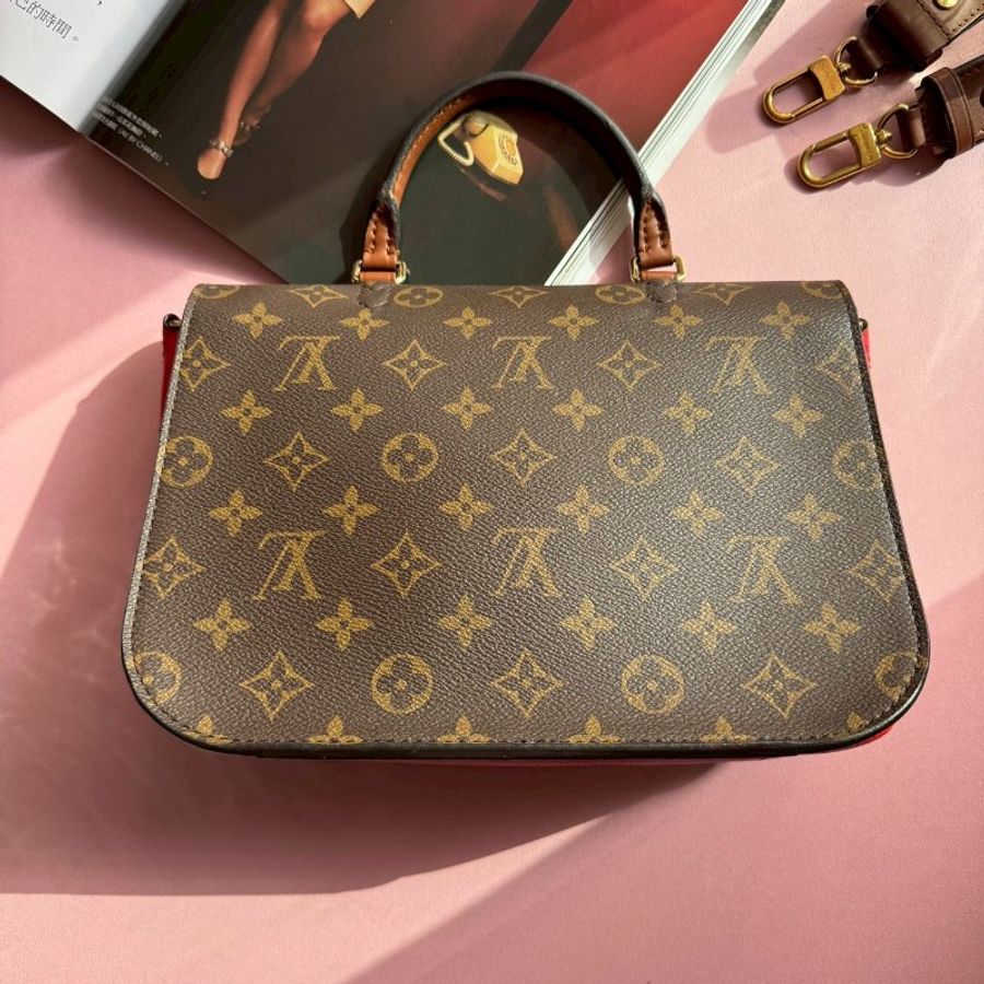 💝外出超方便 LV 紅拼經典老花金色鎖頭手提斜背包-1