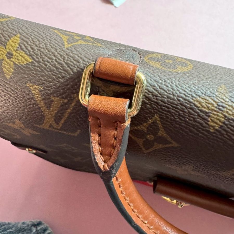 💝外出超方便 LV 紅拼經典老花金色鎖頭手提斜背包-14