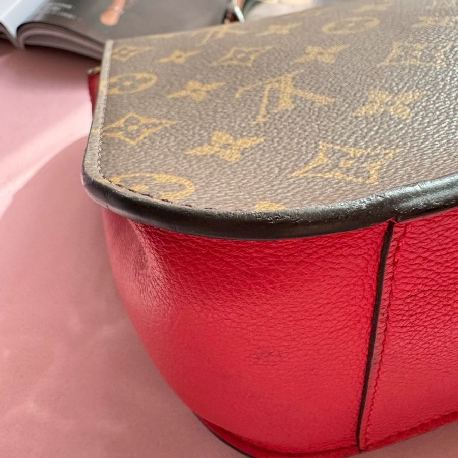 💝外出超方便 LV 紅拼經典老花金色鎖頭手提斜背包-17