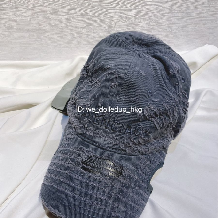 BALENCIAGA 藍色 做舊 車線 帽子 59cm L size-0