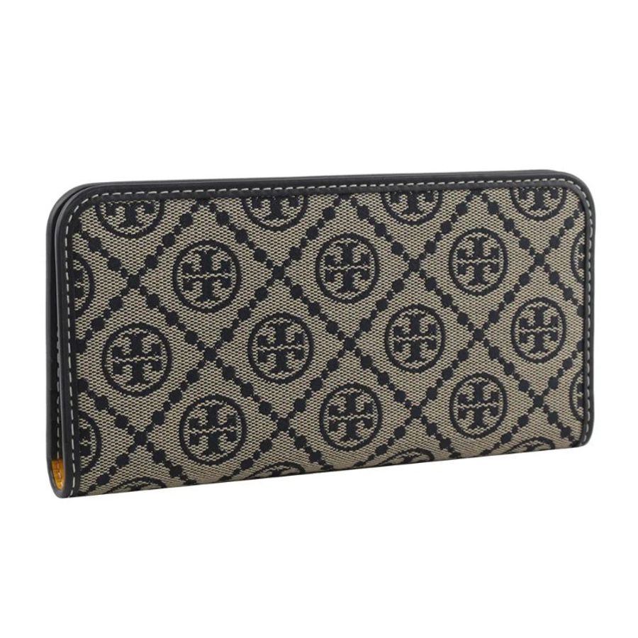 【TORY BURCH】緹花釦式對開長夾-深藍色-1