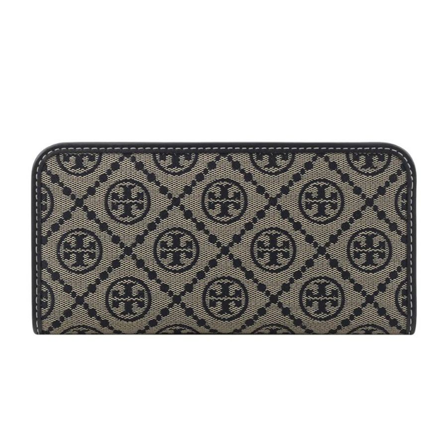 【TORY BURCH】緹花釦式對開長夾-深藍色-4
